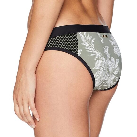 Skye Swimwear Green Floral Hibiscus Black Mesh Side Bikini Swim Bottoms Small - Picture 5 of 9